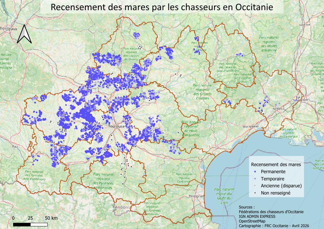 Recensement des mares par les chasseurs en Occitanie