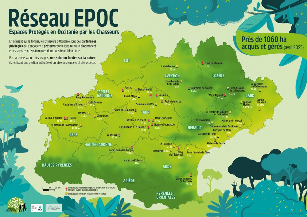 Espaces protégés par les chasseurs en Occitanie