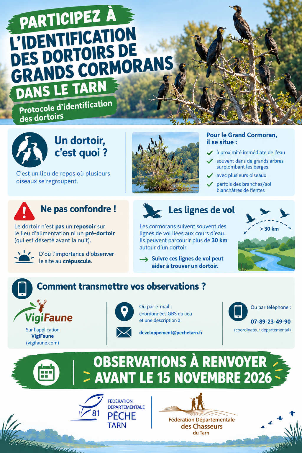 identification des dortoirs à grands cormorans
